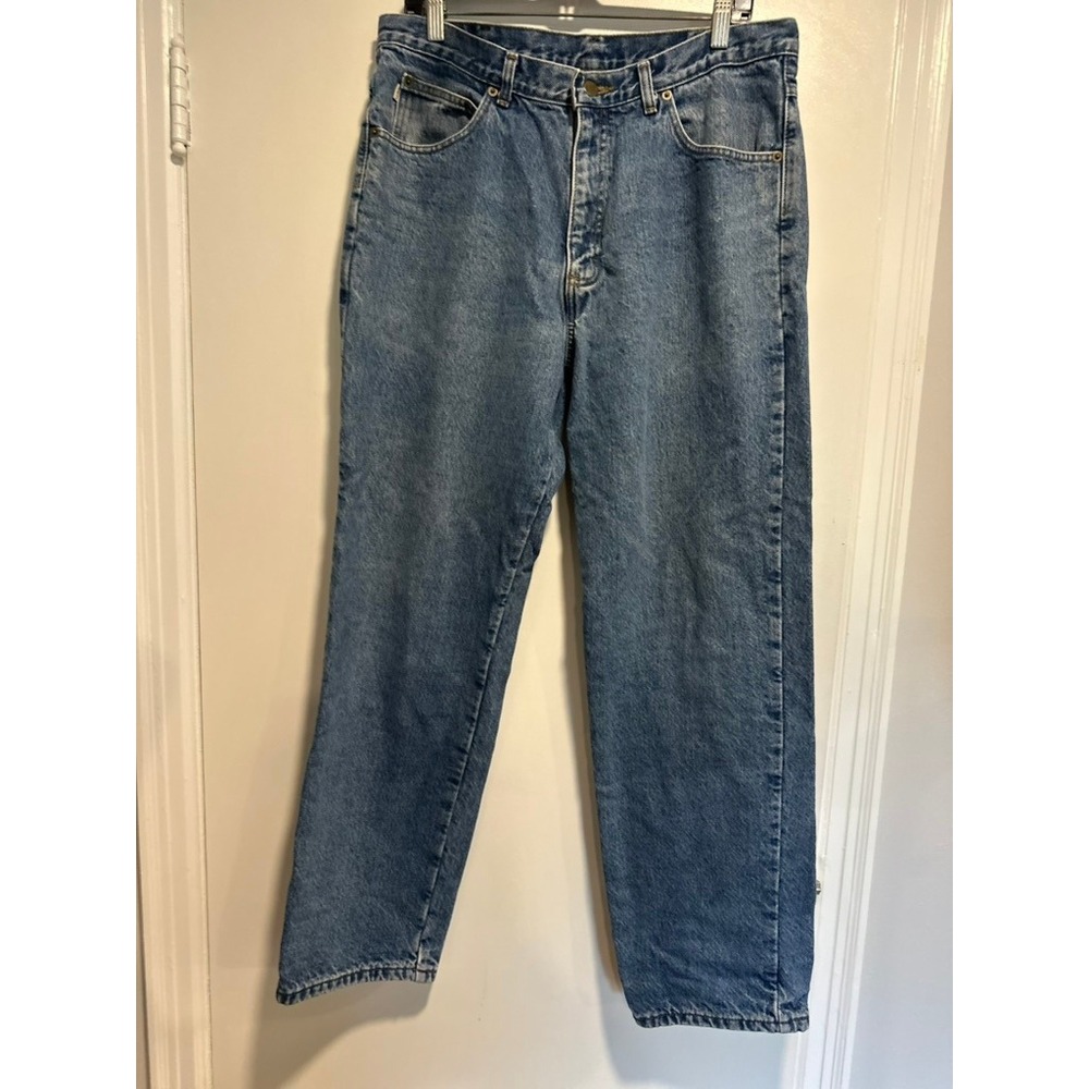 LL Bean Double L Flannel Lined Jeans Sz:35x32 Blue Natural Fit Cotton Denim